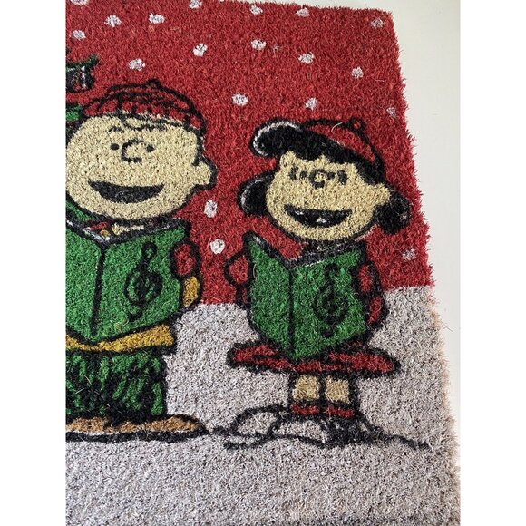 Peanuts Snoopy Charlie Brown Christmas Carols Coir Door Mat 18 X 28” Red NEW - Picture 7 of 9